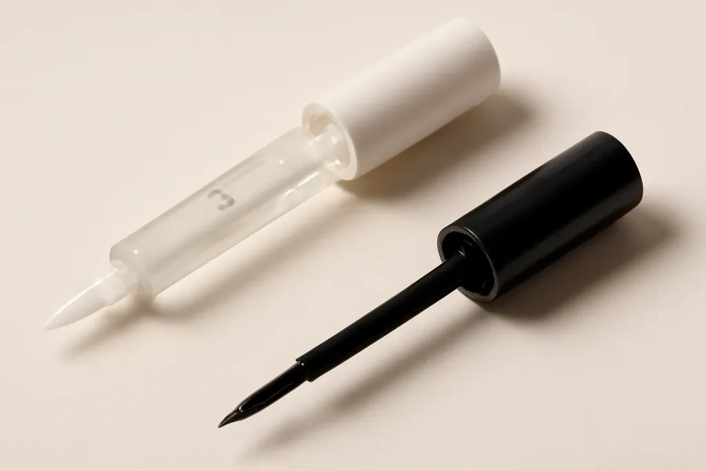 Detail photograph related to clear vs black lash glue