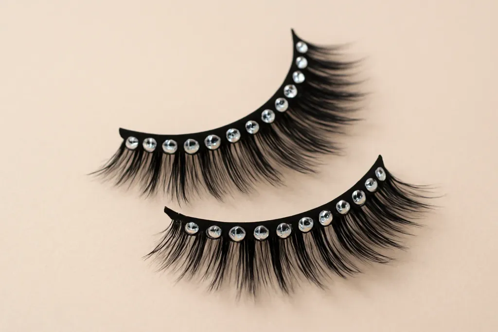 Detail photograph related to decorative rhinestone lashes