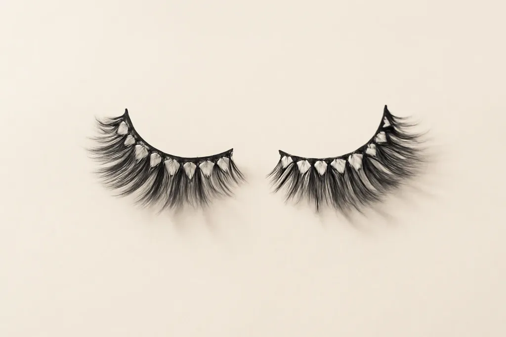 Editorial photograph related to decorative rhinestone lashes