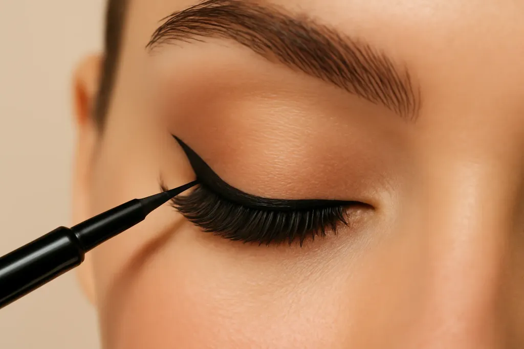 Editorial photograph related to how to hide a lash band with eyeliner