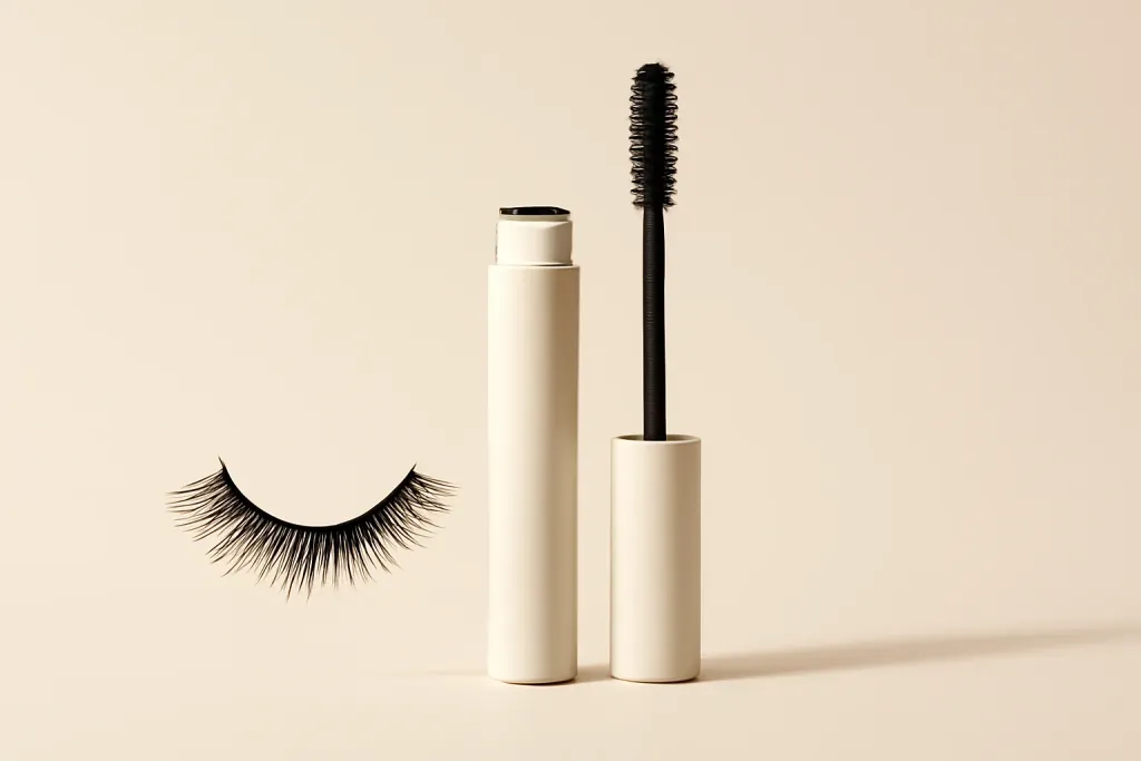 Editorial photograph related to mascara before or after false lashes